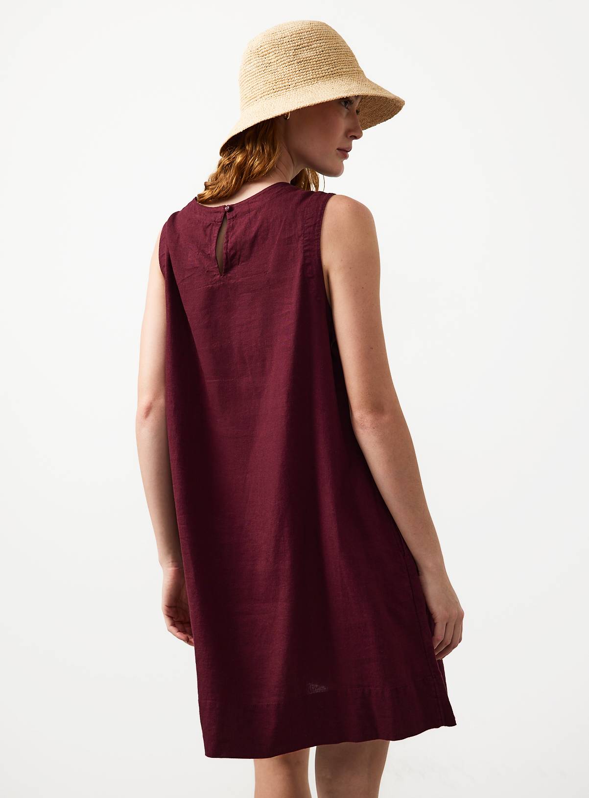 Red Linen Rich Shift Mini Dress 22 - Image 4