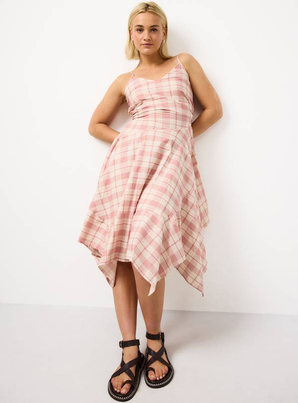 Red Check Hanky Hem Midi Dress 14