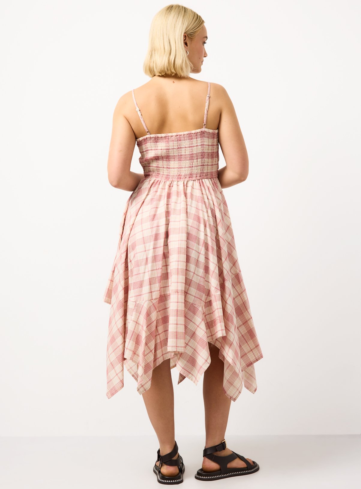 Red Check Hanky Hem Midi Dress 16 - Image 4 thumbnail