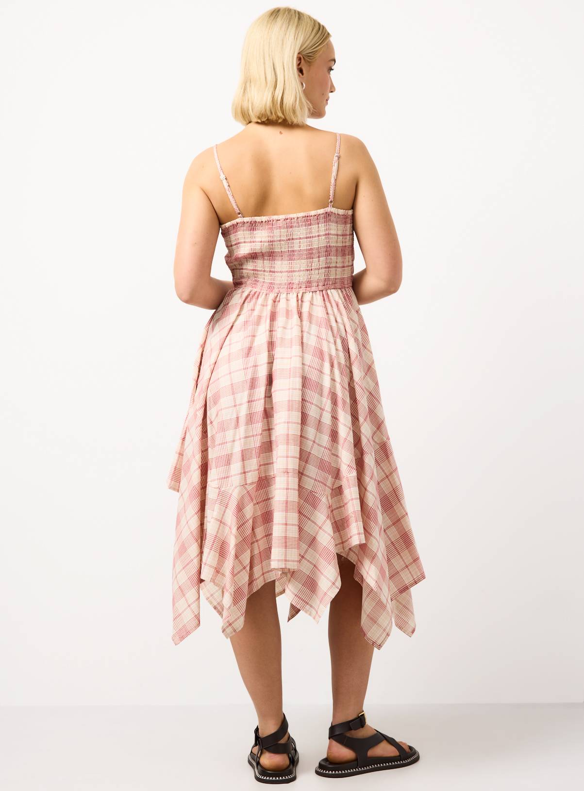 Red Check Hanky Hem Midi Dress 16 - Image 4