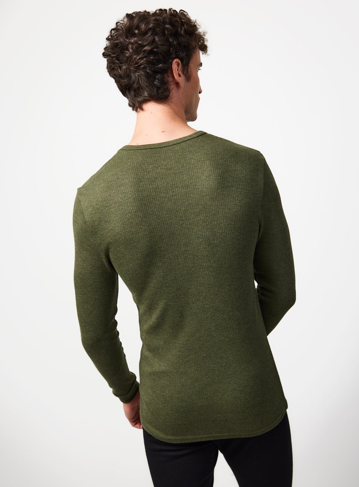 Green Marl Thermal Max Warmth Ribbed Long Sleeve Top XXXL - Image 3 thumbnail