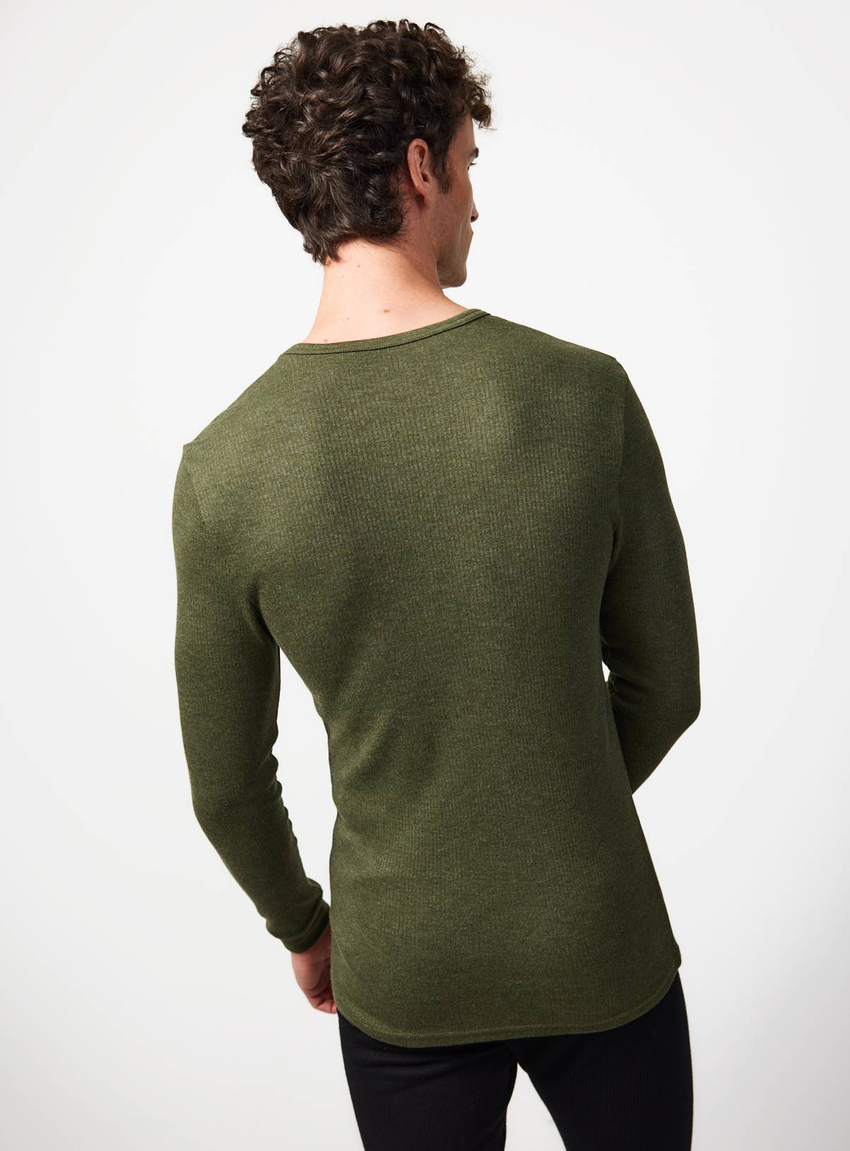 Green Marl Thermal Max Warmth Ribbed Long Sleeve Top XXXL - Image 3