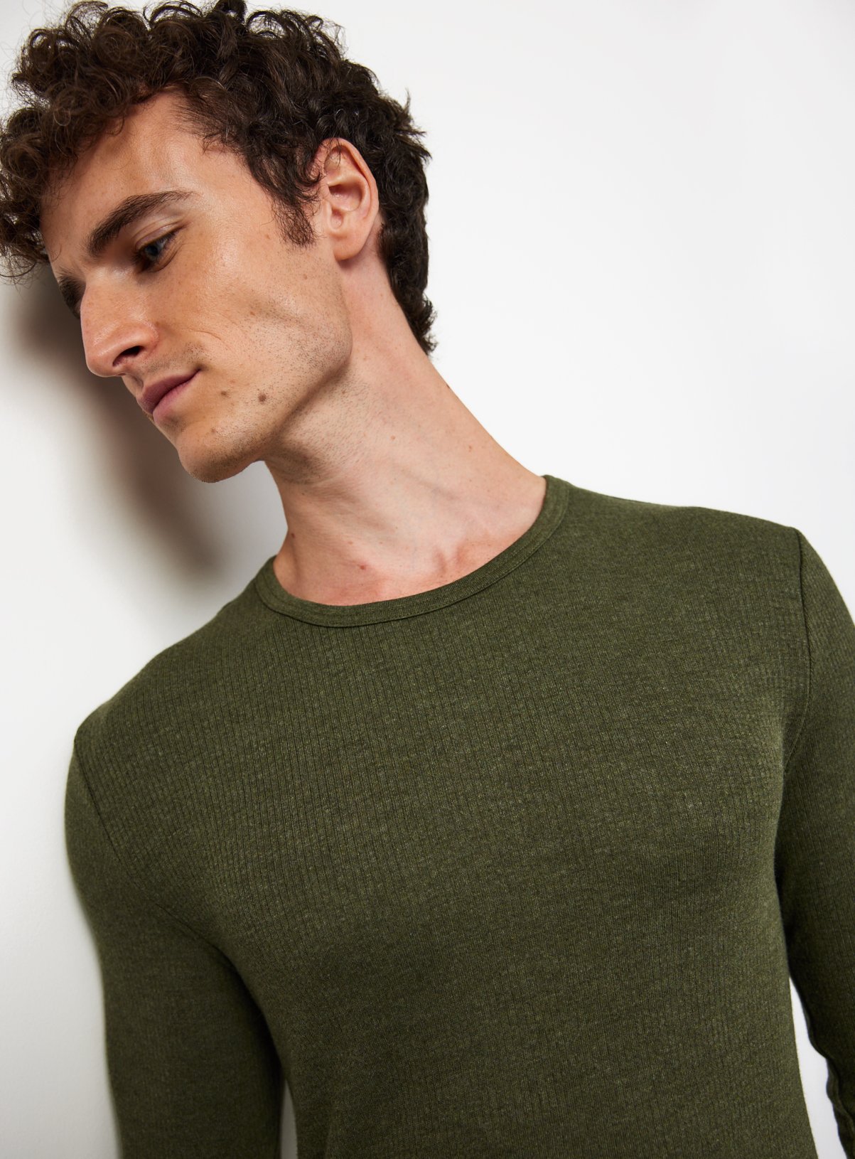 Green Marl Thermal Max Warmth Ribbed Long Sleeve Top XXXL - Image 4 thumbnail