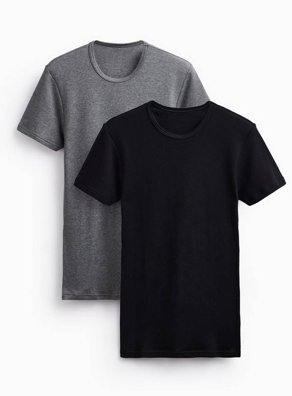 Charcoal Marl & Black Thermal Crewneck T-Shirts 2-Pack XL