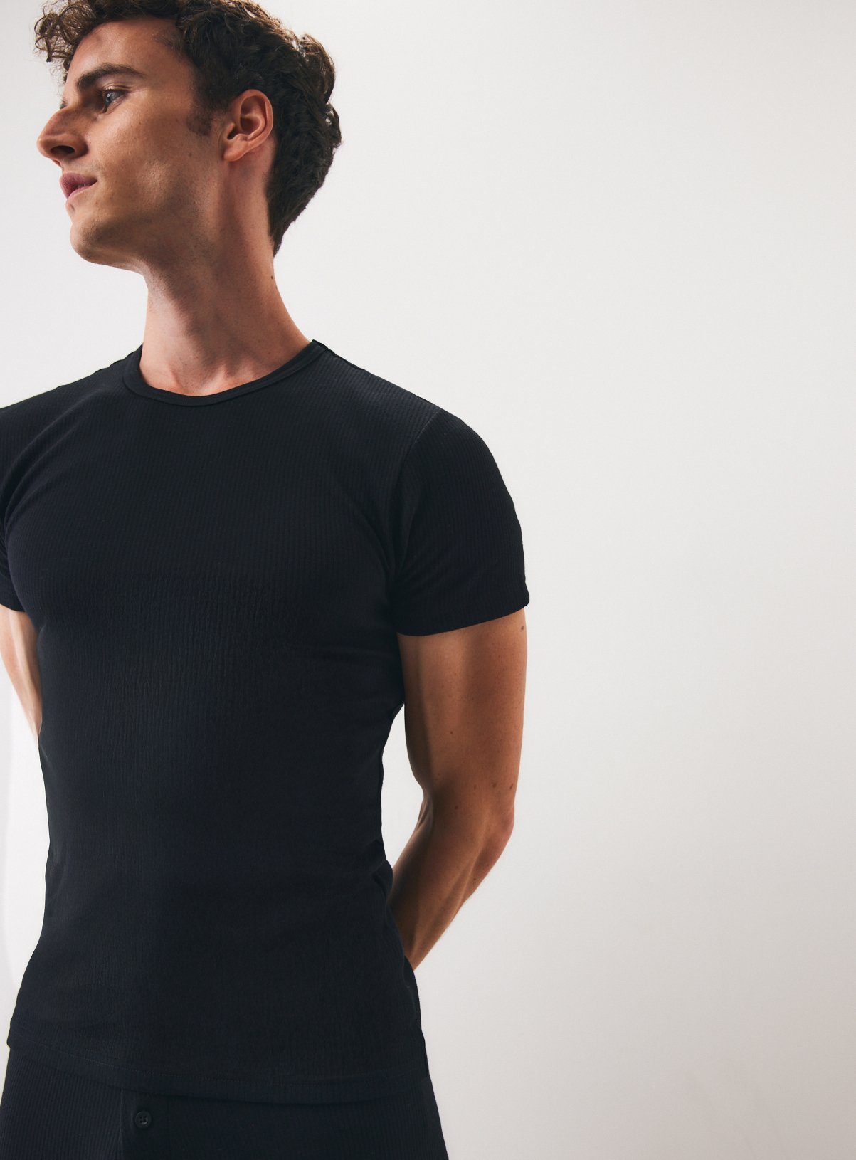 Charcoal Marl & Black Thermal Crewneck T-Shirts 2-Pack M - Image 2 thumbnail