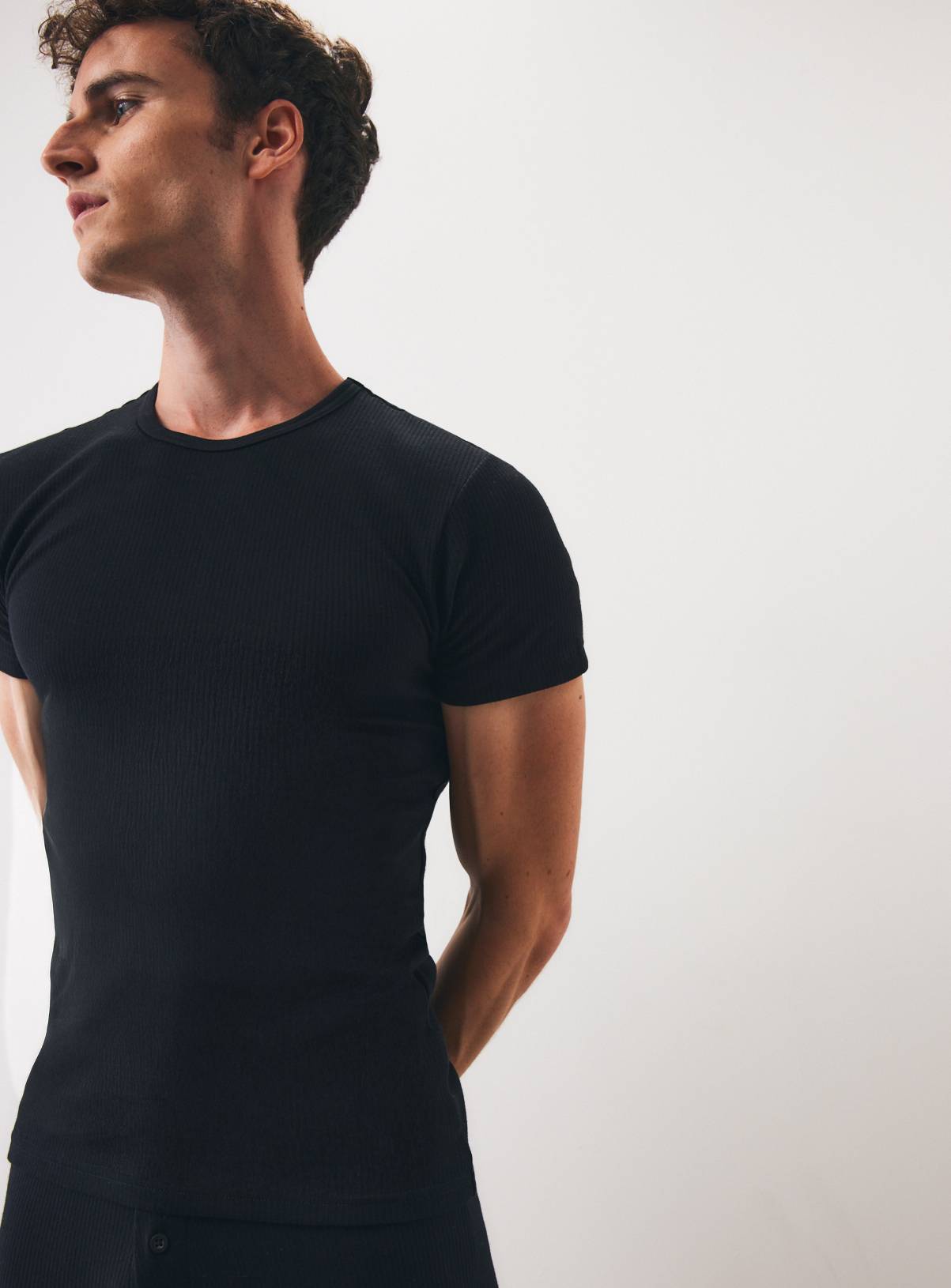 Charcoal Marl & Black Thermal Crewneck T-Shirts 2-Pack M - Image 2