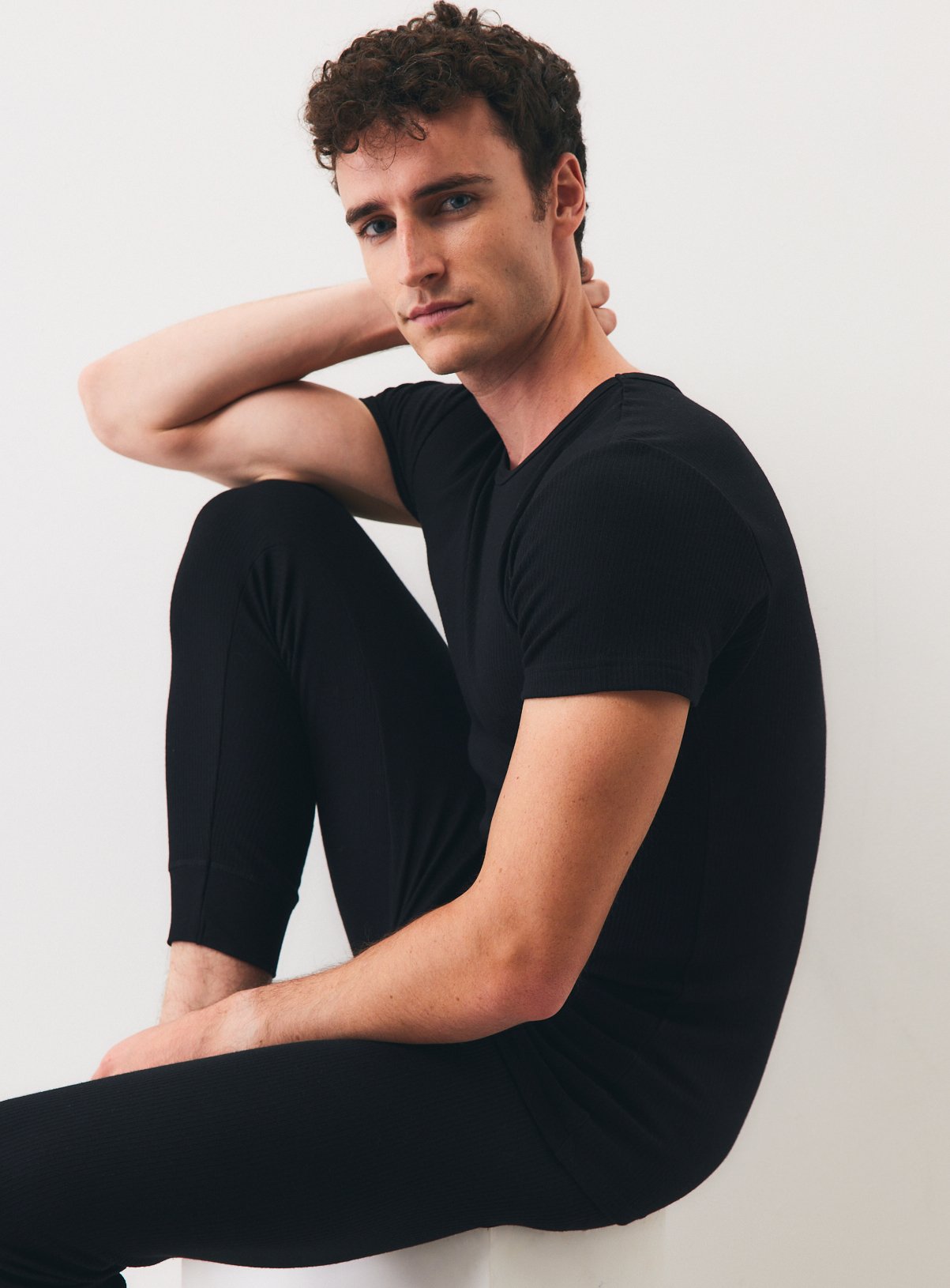 Charcoal Marl & Black Thermal Crewneck T-Shirts 2-Pack M - Image 3 thumbnail