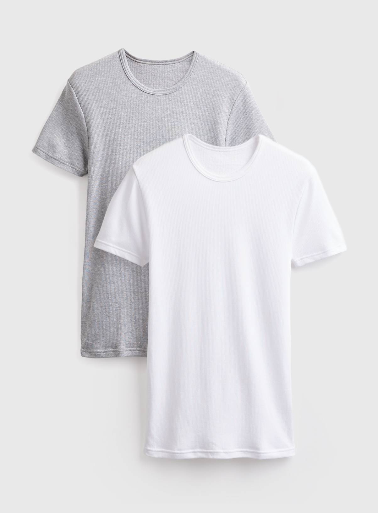 Grey & White Thermal Short Sleeve Tops 2 Pack XXL - Image 1