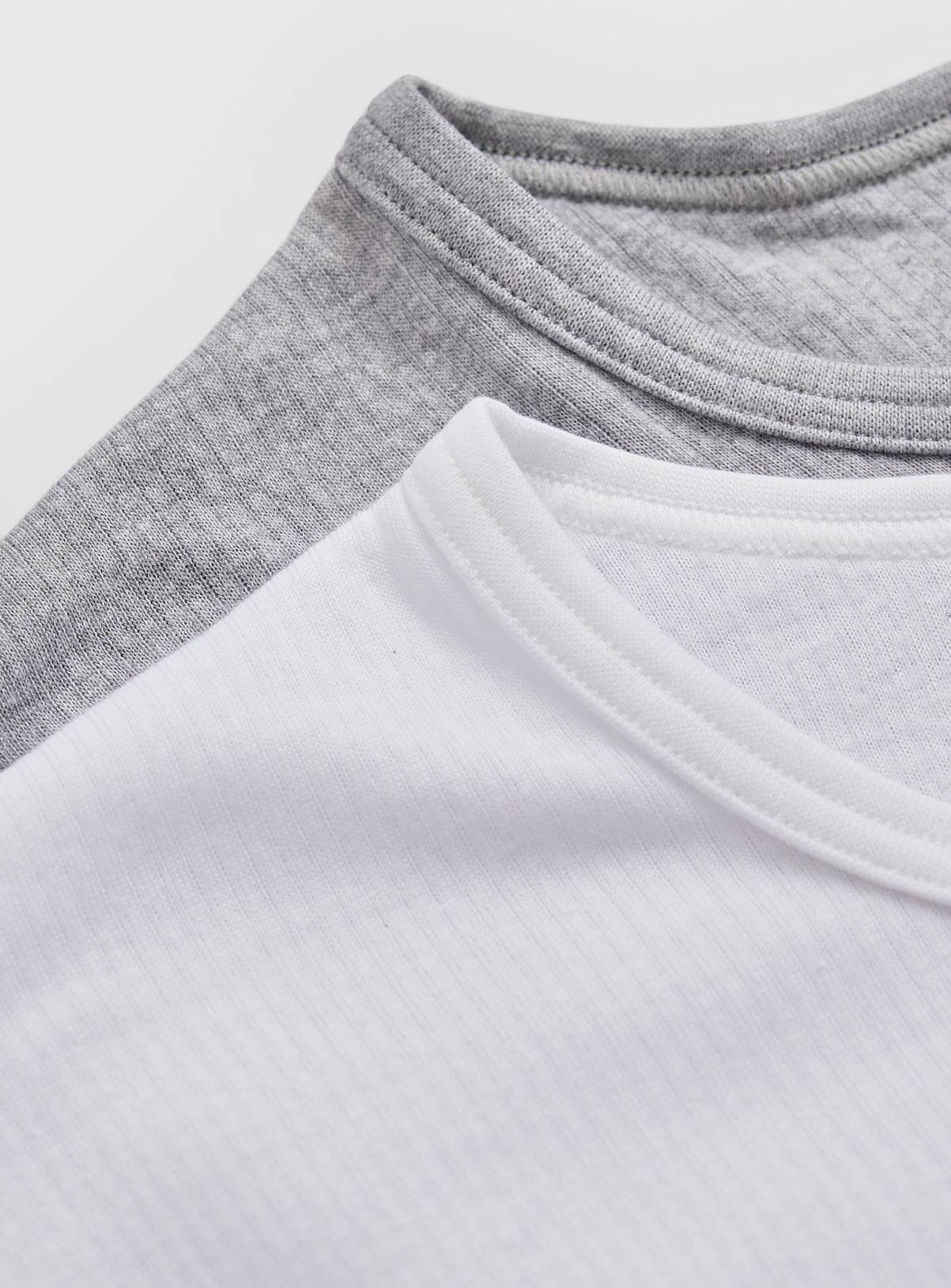 Grey & White Thermal Short Sleeve Tops 2 Pack XXL - Image 3
