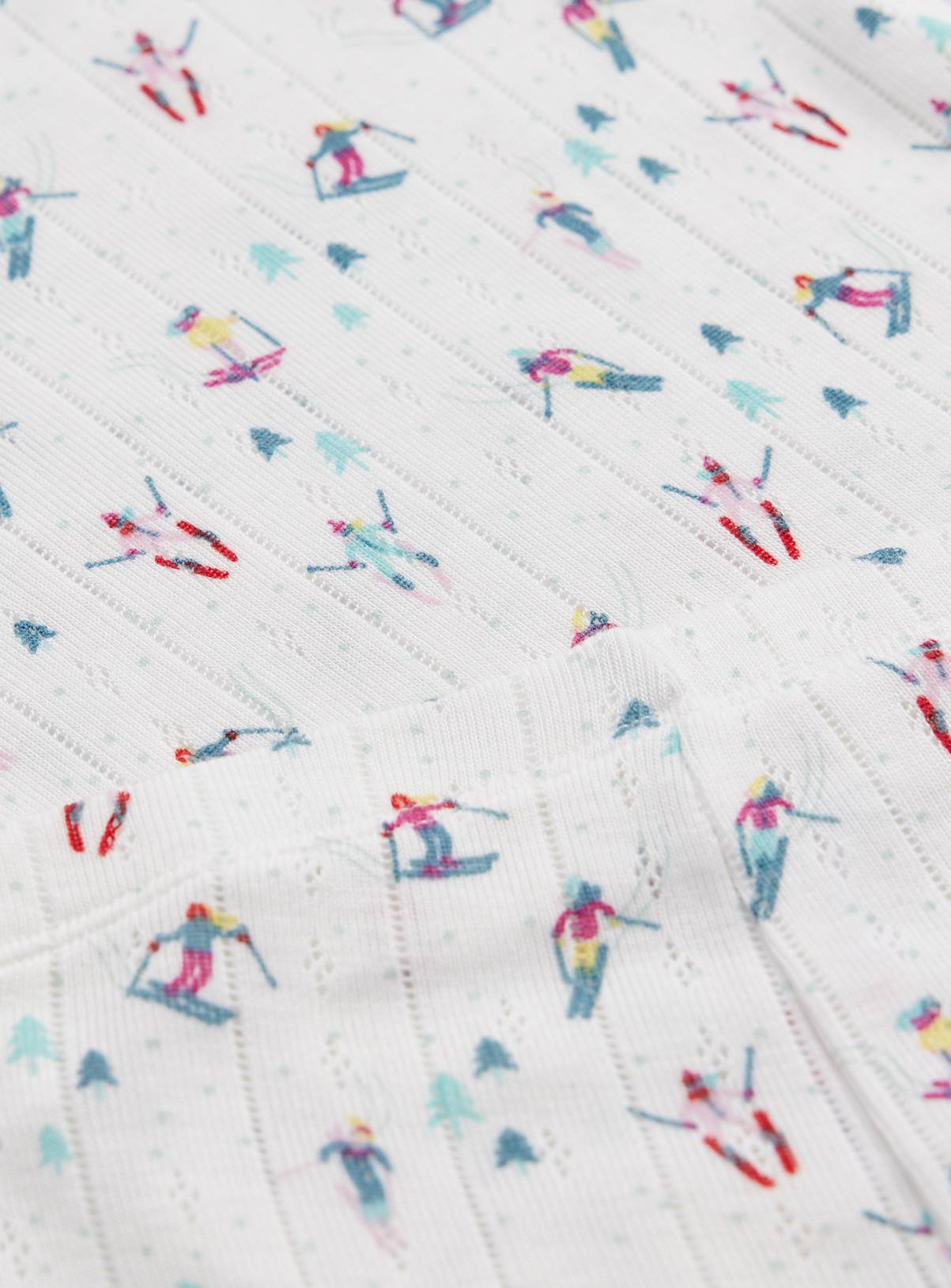 White Skier Print Thermal 2 Piece Set 9-10 years - Image 2