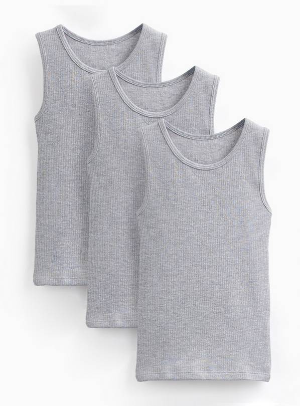 Grey Thermal Built-Up Shoulder Vests 3 Pack 11-12 years
