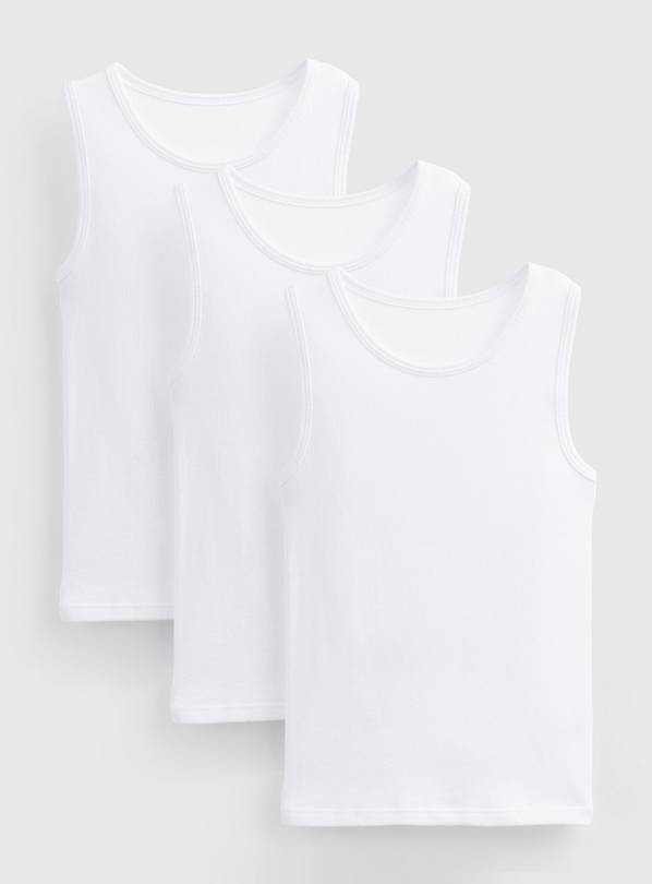 White Thermal Built-Up Shoulder Vests 3 Pack 11-12 years