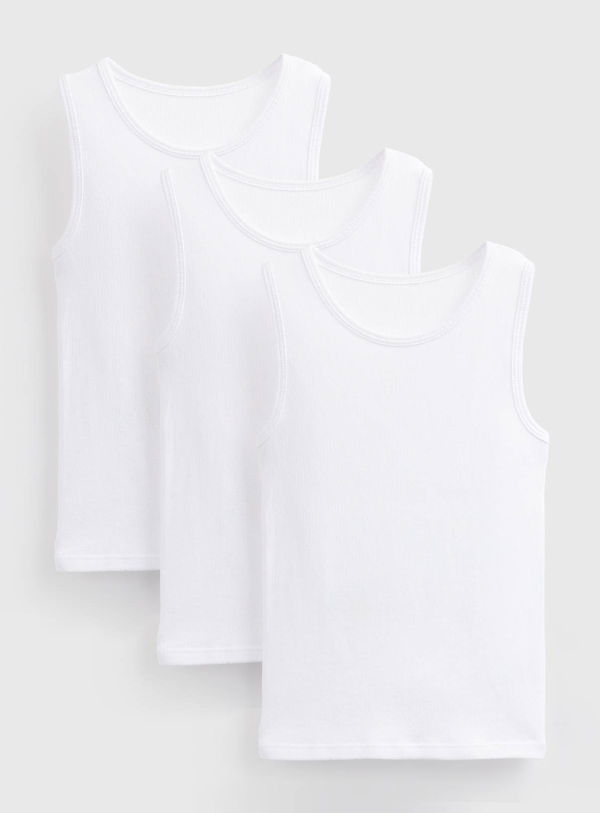 White Thermal Built-Up Shoulder Vests 3 Pack 4-5 years - Image 1
