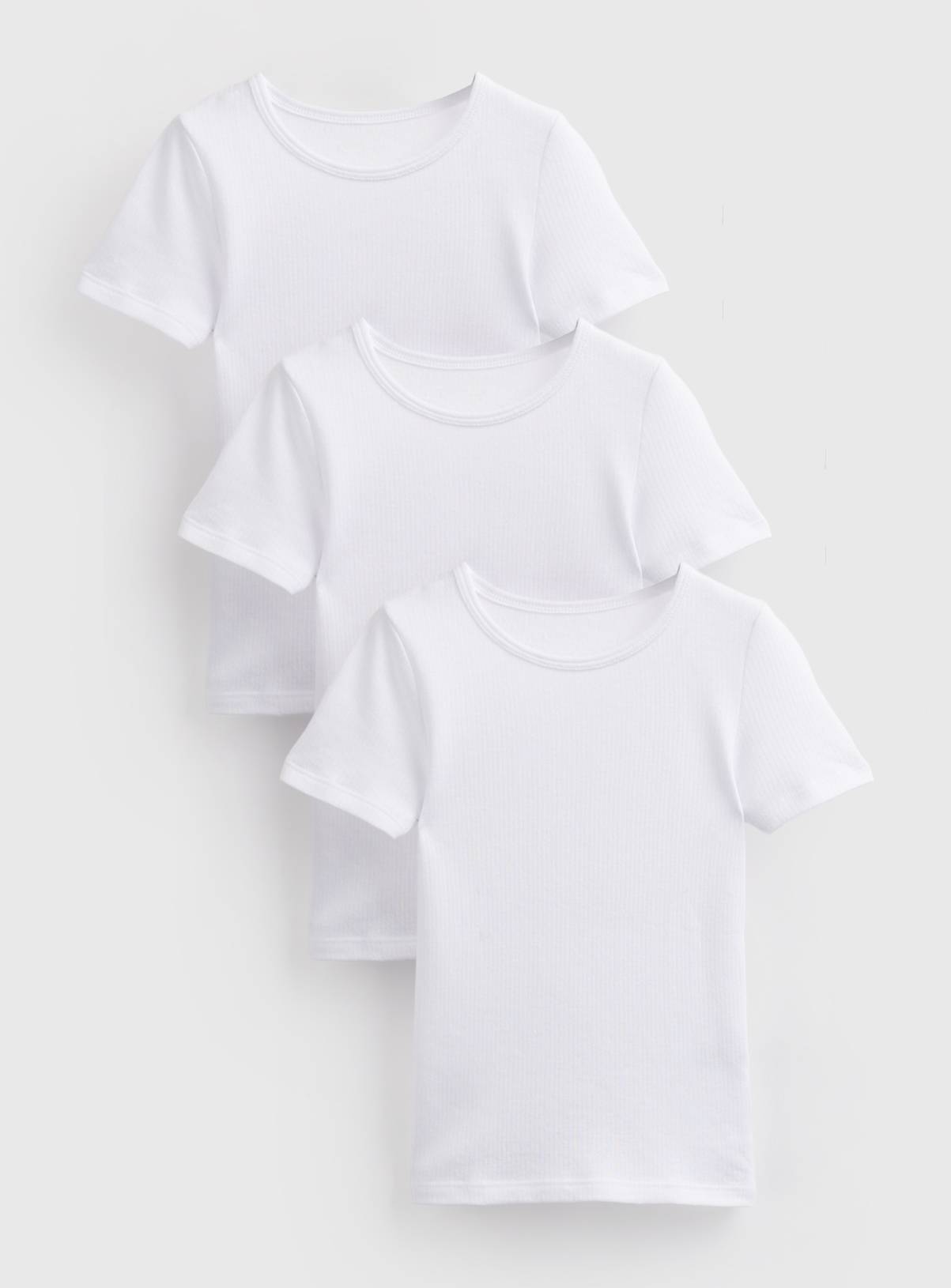 White Thermal Short Sleeve Tops 3 Pack 10-11 years - Image 1