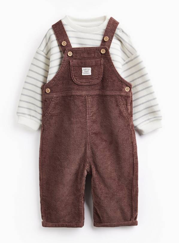 Corduroy Dungaree & Stripe Bodysuit Set 18-24 months