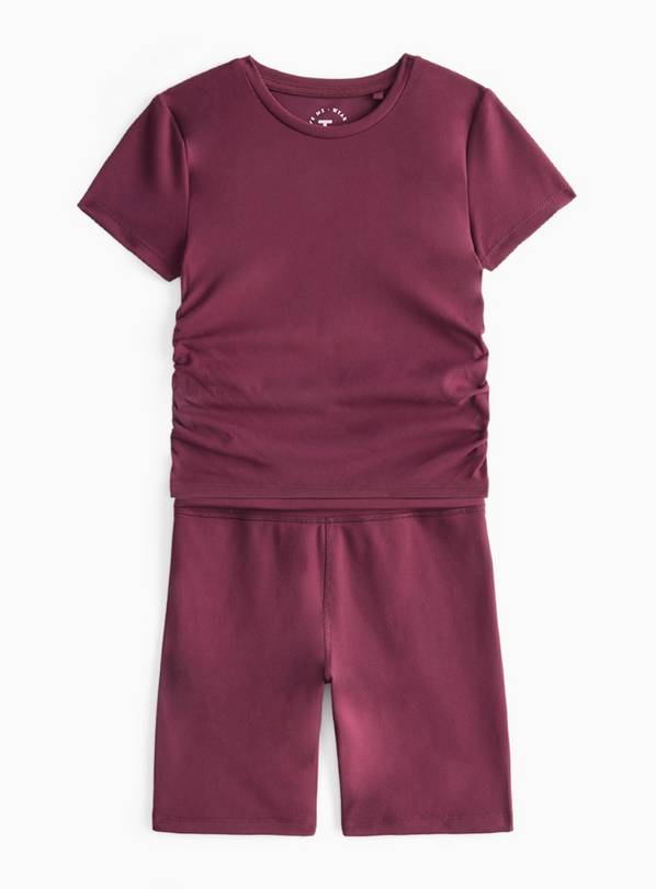 Burgundy Active T-Shirt and Shorts Set 7 years