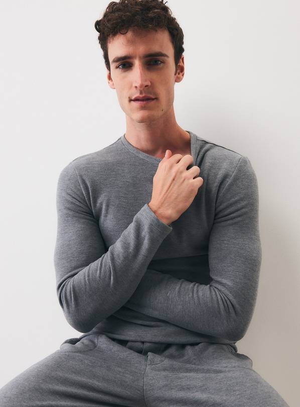 Grey Thermal Fleece Crewneck Top XXXL