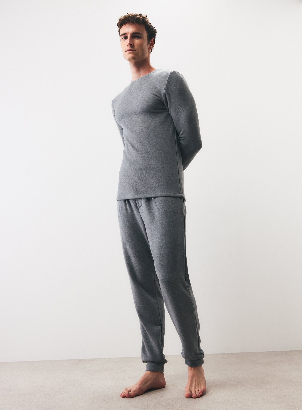 Grey Thermal Fleece Crewneck Top S - Image 2 thumbnail