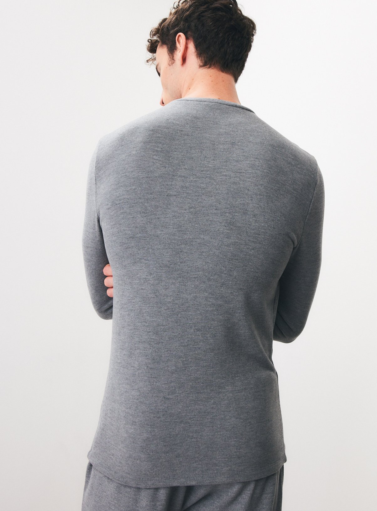 Grey Thermal Fleece Crewneck Top S - Image 5 thumbnail