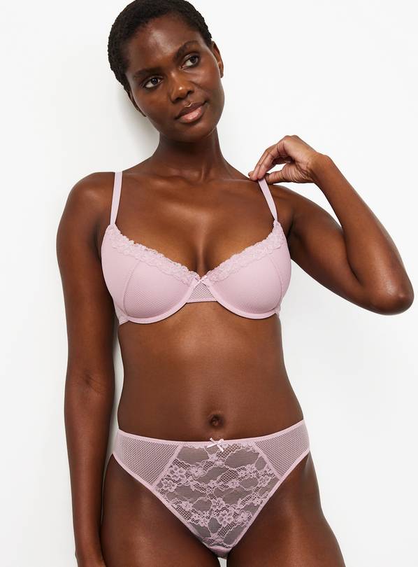 Lilac Lace Padded Demi Cup Bra 34E