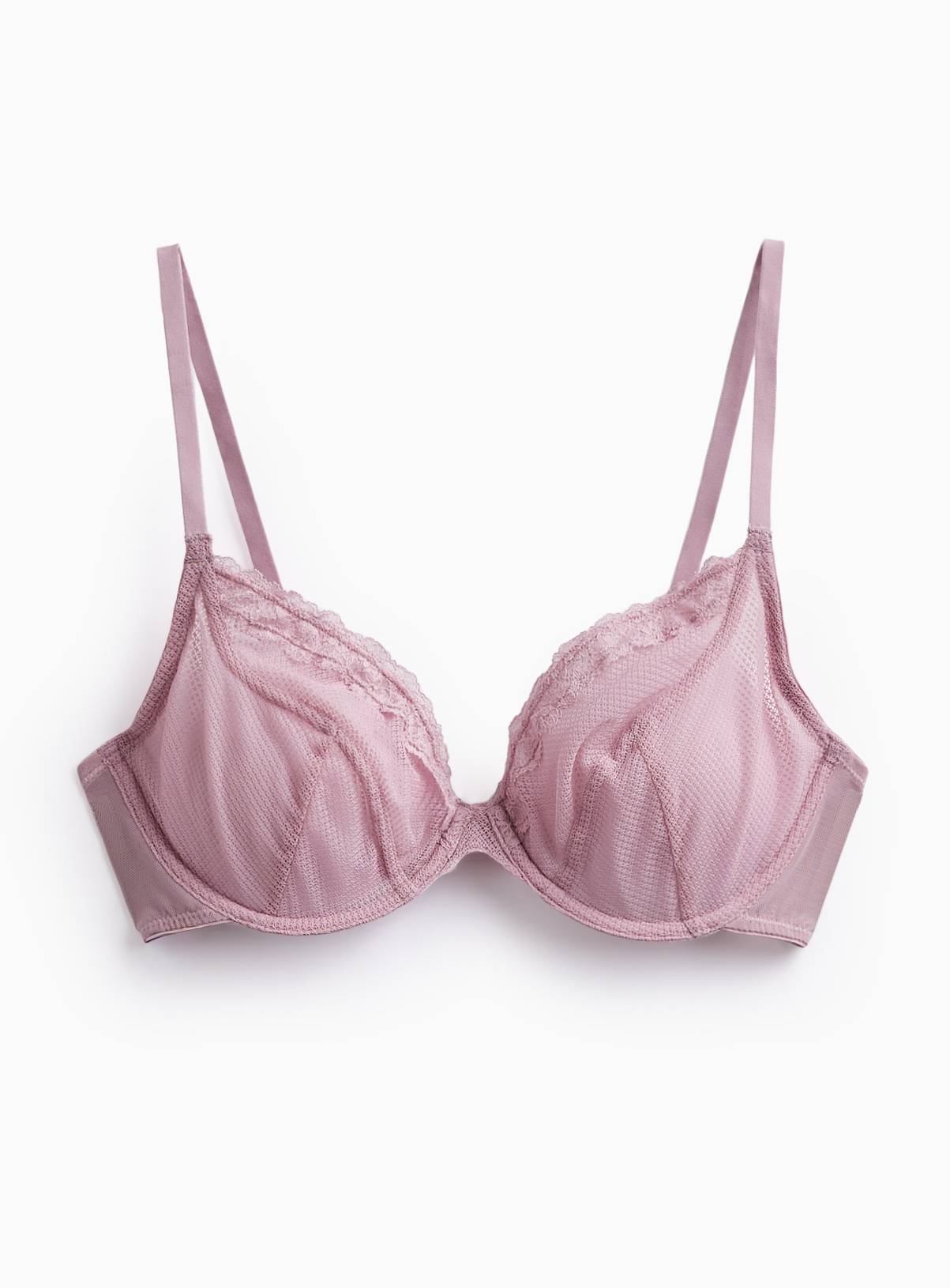 Mia Pink Lace Wired Non Pad Plunge Bra 34DD - Image 1