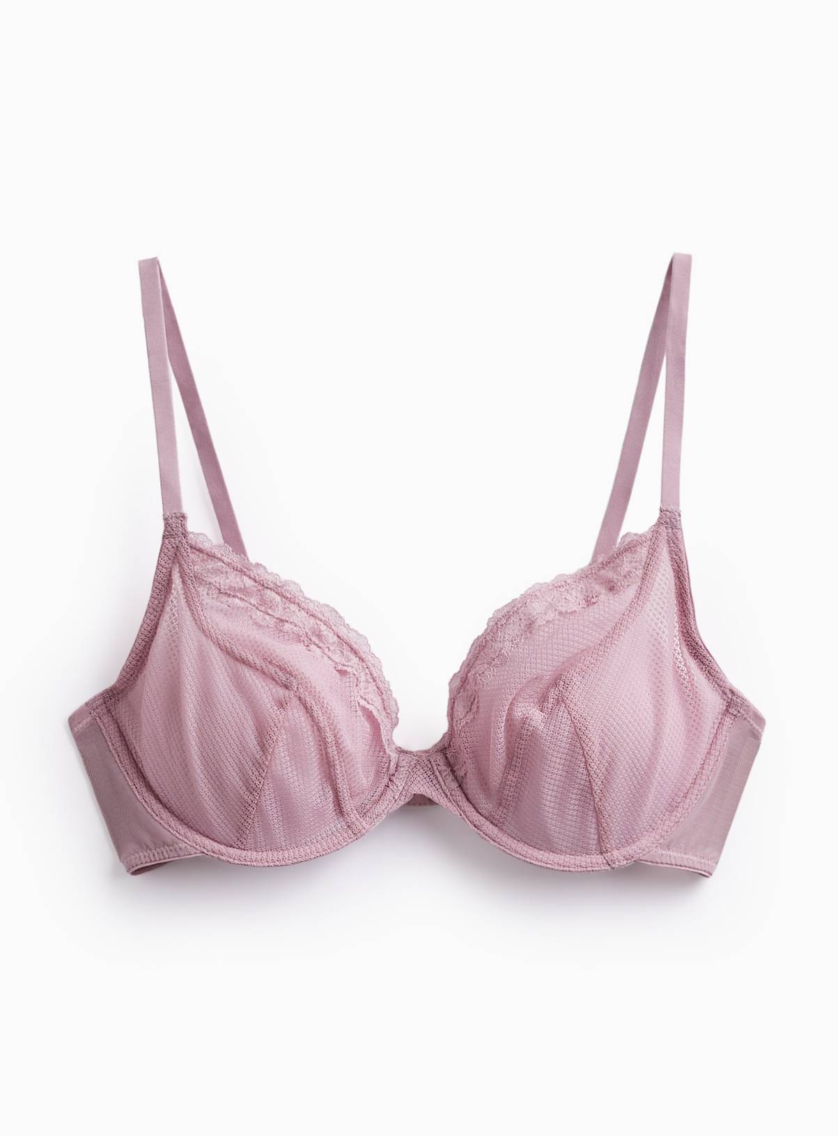 Mia Pink Lace Wired Non Pad Plunge Bra 34B - Image 3