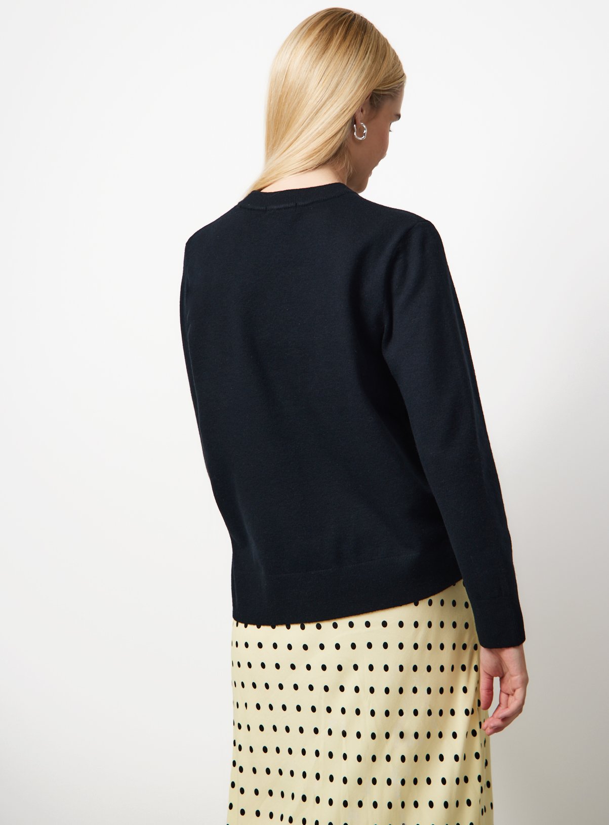 Black Wool Blend Crew Neck Long Sleeve Jumper 12 - Image 4 thumbnail