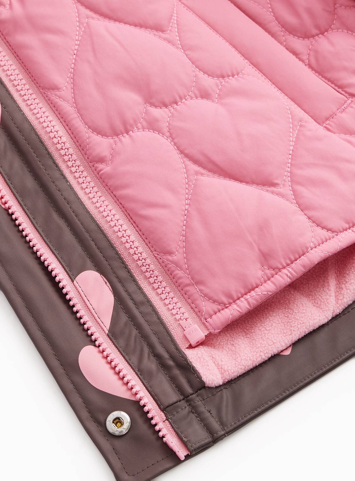 Brown Heart Print Fleece Lined Rubber 3 in 1 Mac 7-8 years - Image 4