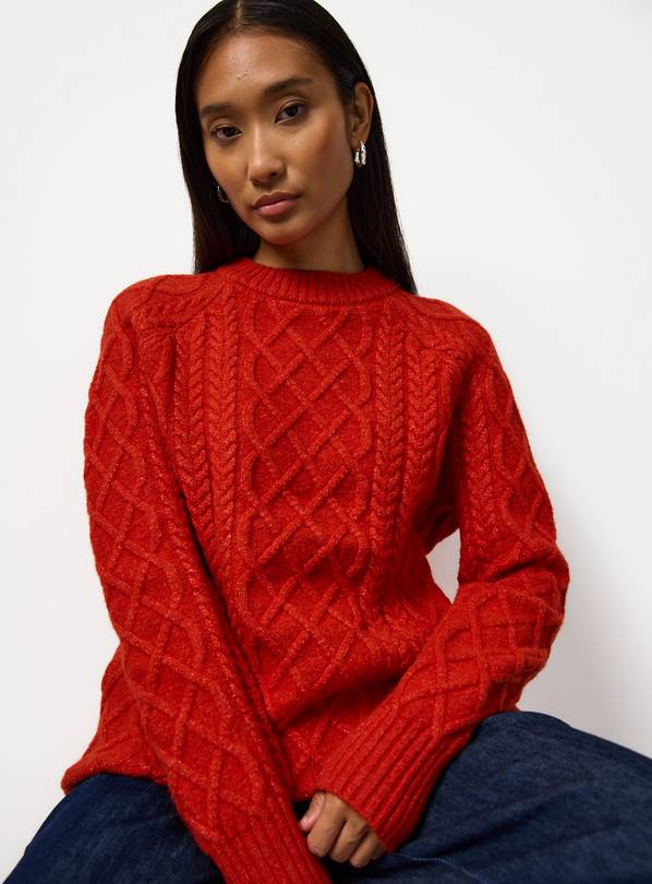 Orange Chunky Oversized Cable Jumper XS