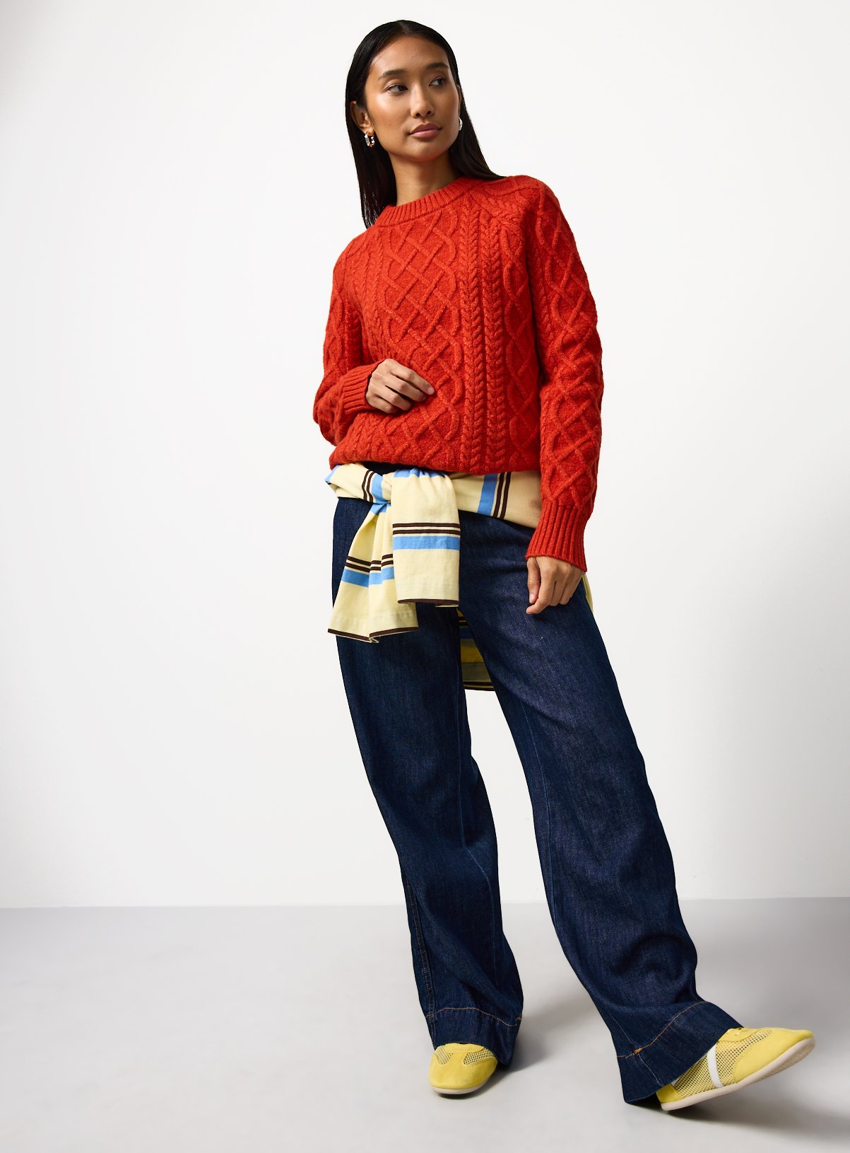 Orange Chunky Oversized Cable Jumper S - Image 2 thumbnail