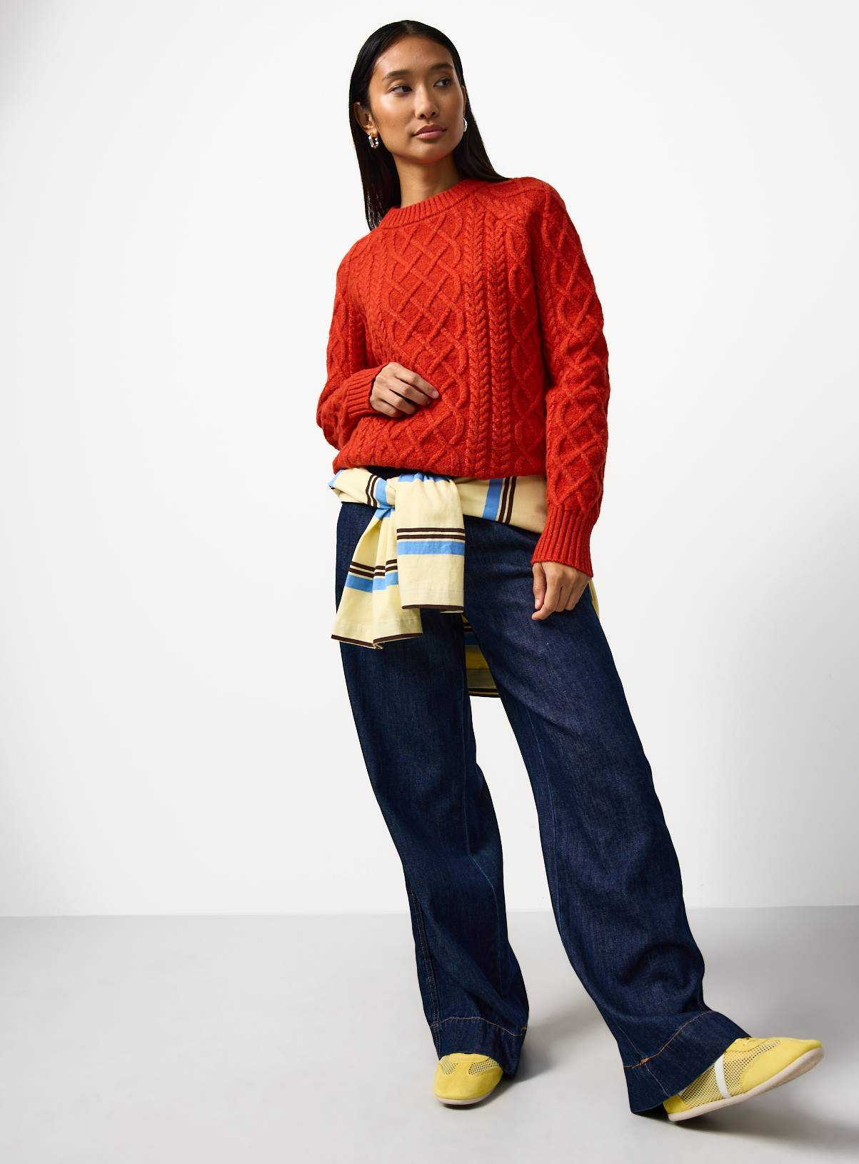 Orange Chunky Oversized Cable Jumper S - Image 2