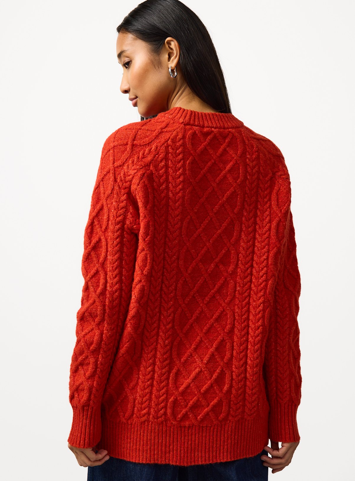 Orange Chunky Oversized Cable Jumper S - Image 4 thumbnail