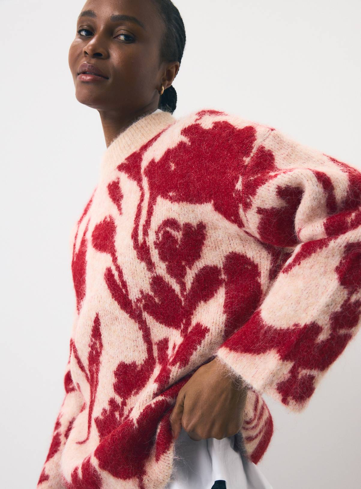 Brushed Floral Oversized Jumper XS - Image 1
