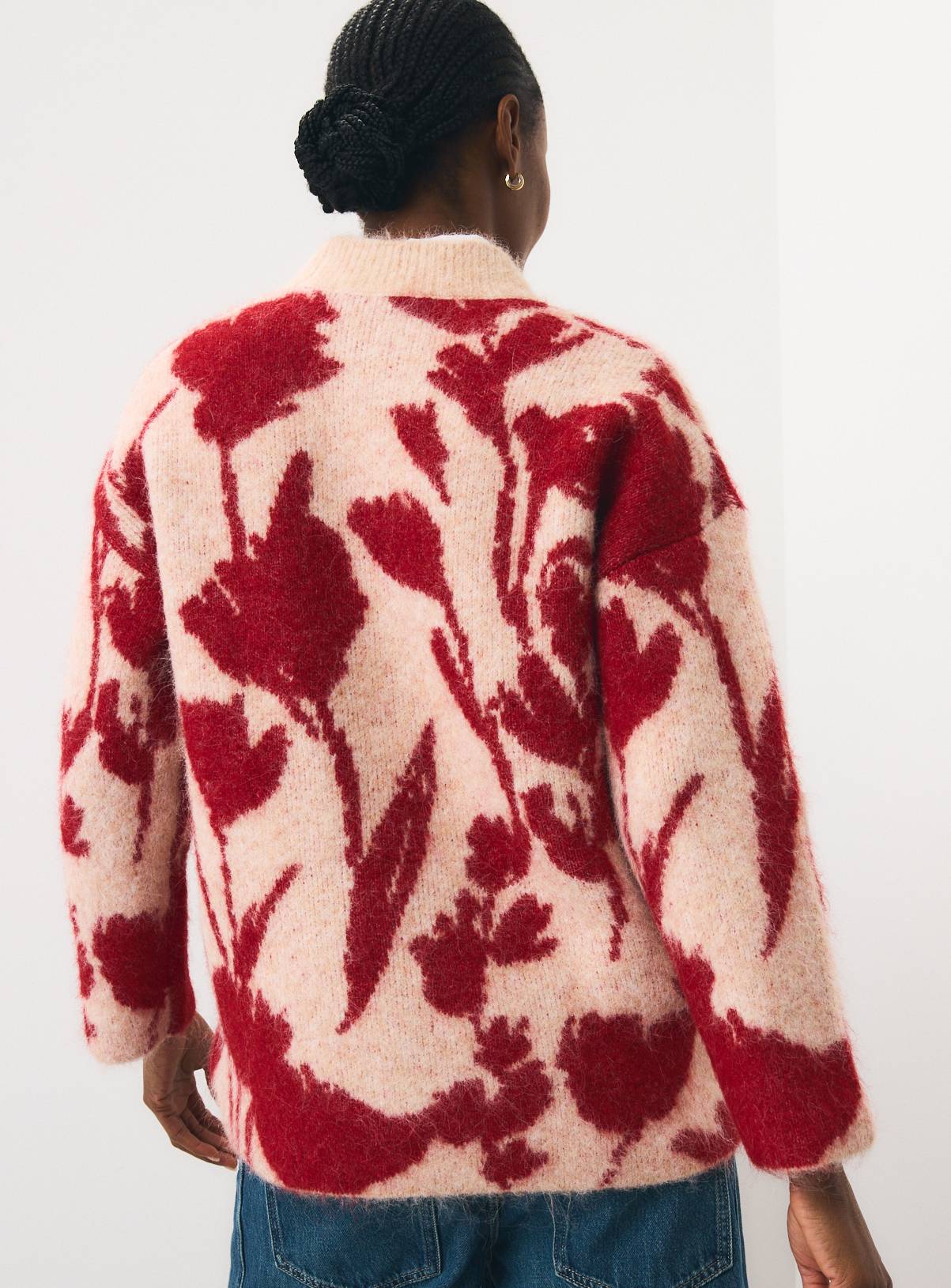 Brushed Floral Oversized Jumper XS - Image 4