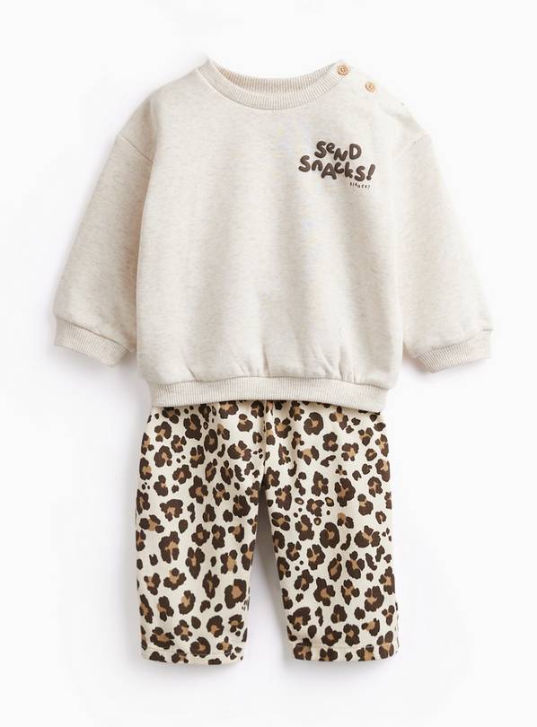 Grey Send Snacks Graphic Sweatshirt & Joggers Set 12-18 months