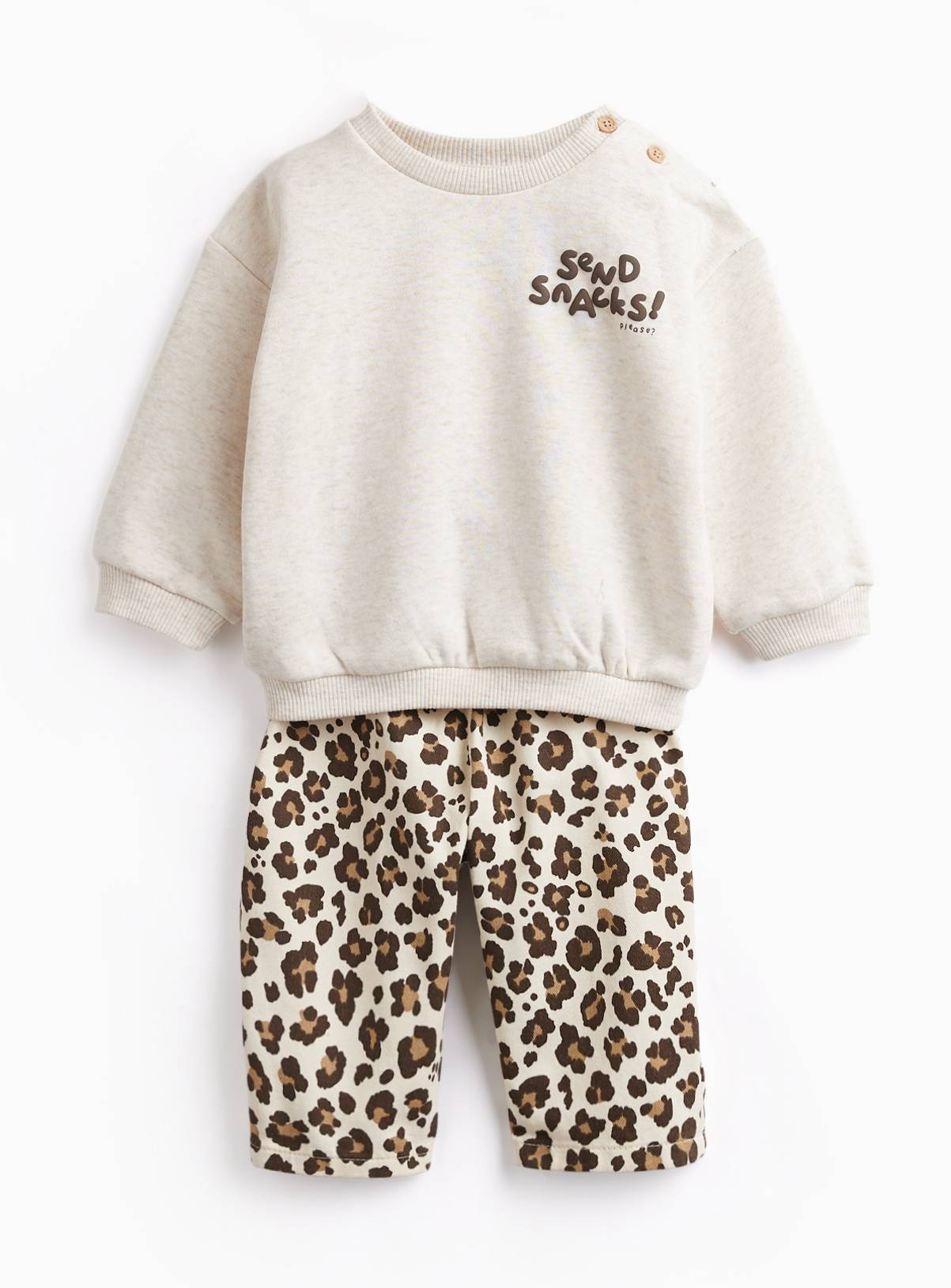 Grey Send Snacks Graphic Sweatshirt & Joggers Set 3-6 months - Image 1