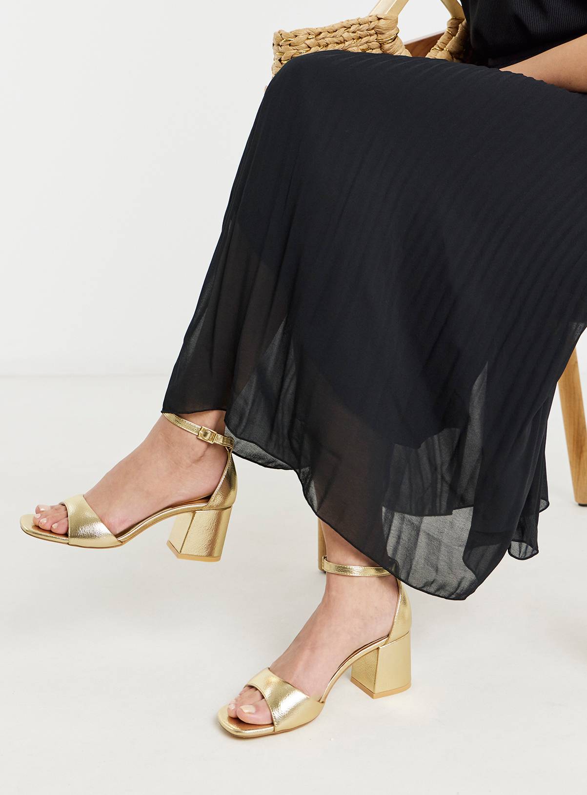 SIMPLY BE Barely There Heeled Sandal Wide Fit Gold 4 - Image 1