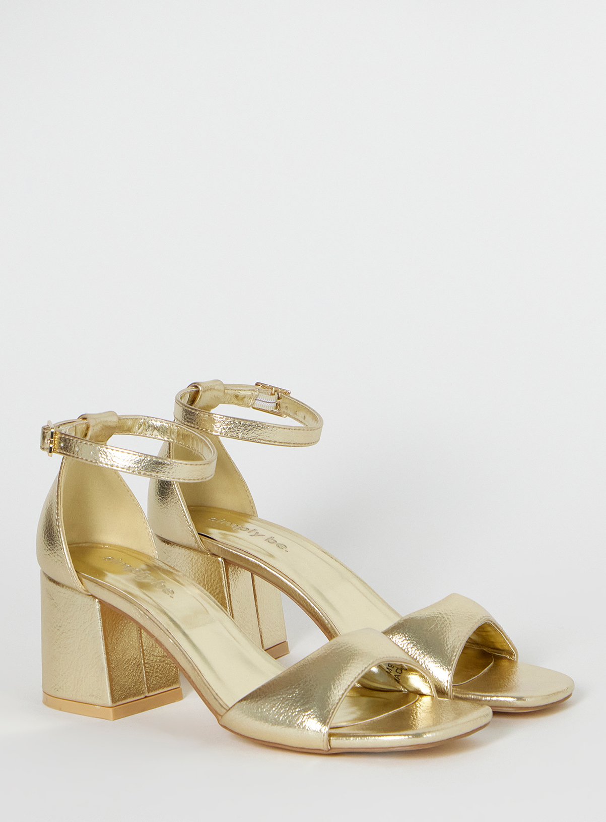 SIMPLY BE Barely There Heeled Sandal Wide Fit Gold 4 - Image 2 thumbnail