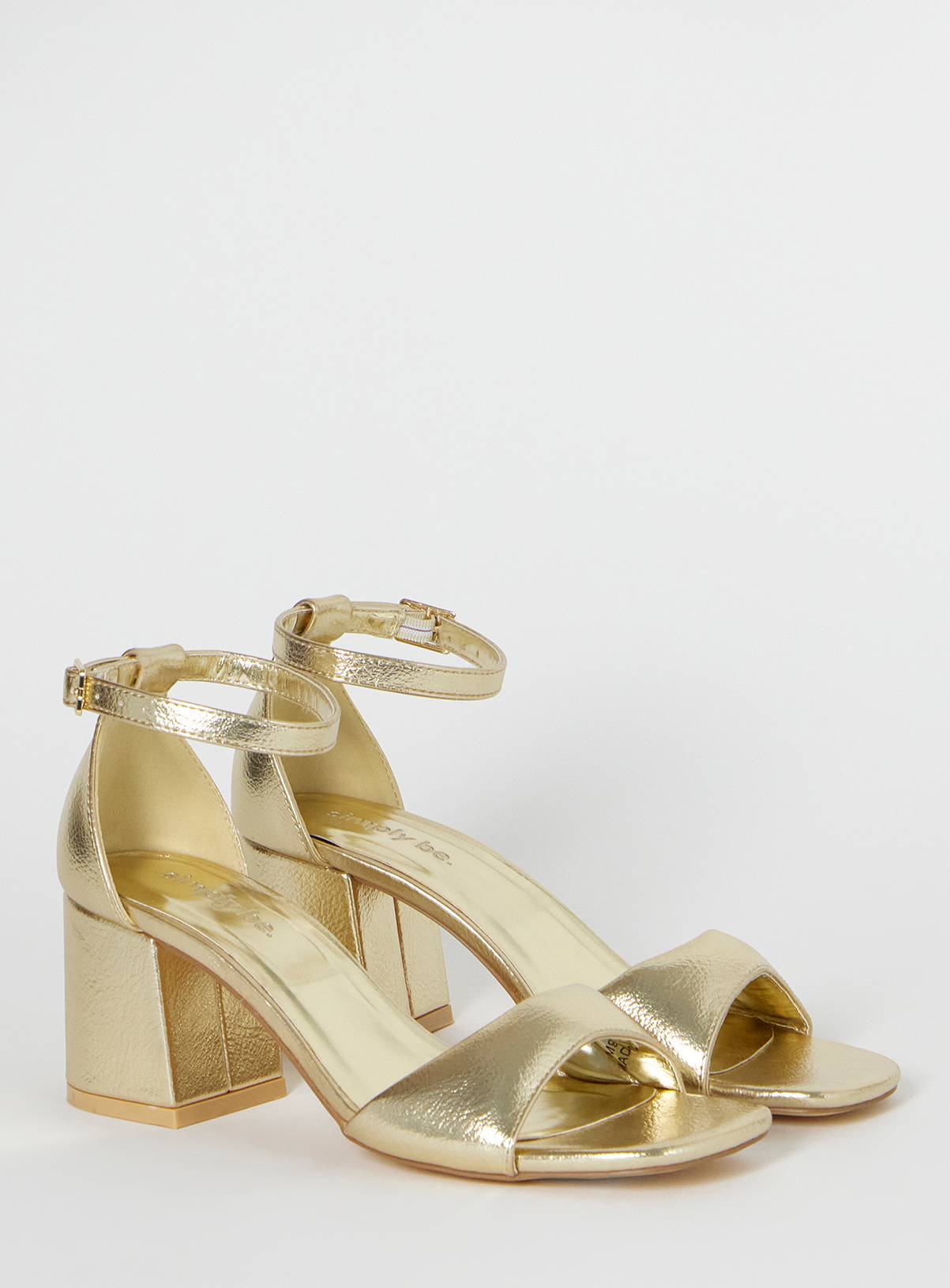 SIMPLY BE Barely There Heeled Sandal Wide Fit Gold 4 - Image 2