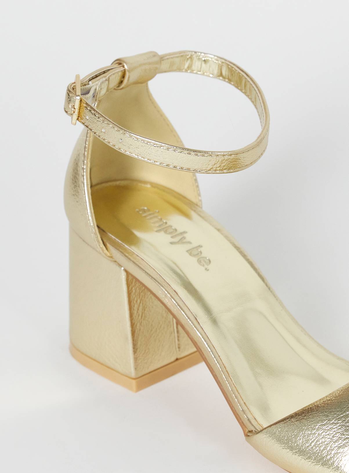 SIMPLY BE Barely There Heeled Sandal Wide Fit Gold 4 - Image 4
