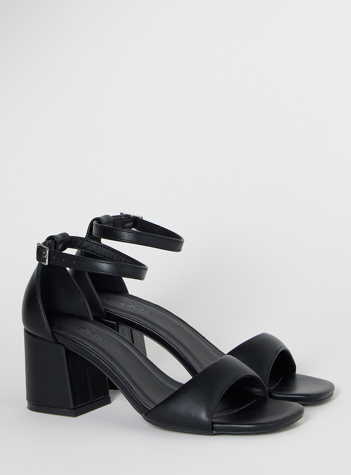 SIMPLY BE Barely There Heeled Sandal Wide Fit Black 8 - Image 2 thumbnail