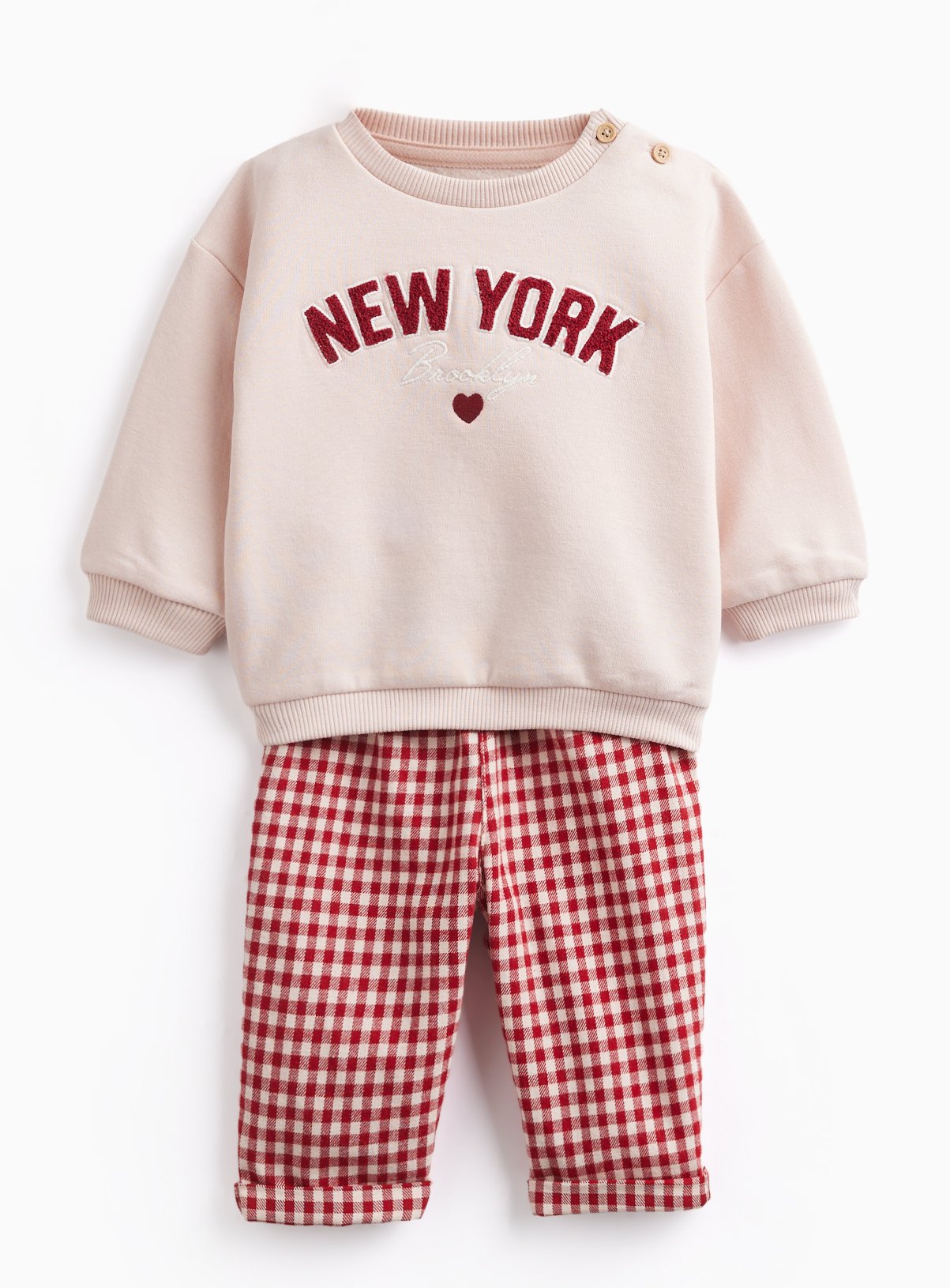 Pink New York Graphic Sweatshirt & Trousers Set 18-24 months - Image 1 thumbnail