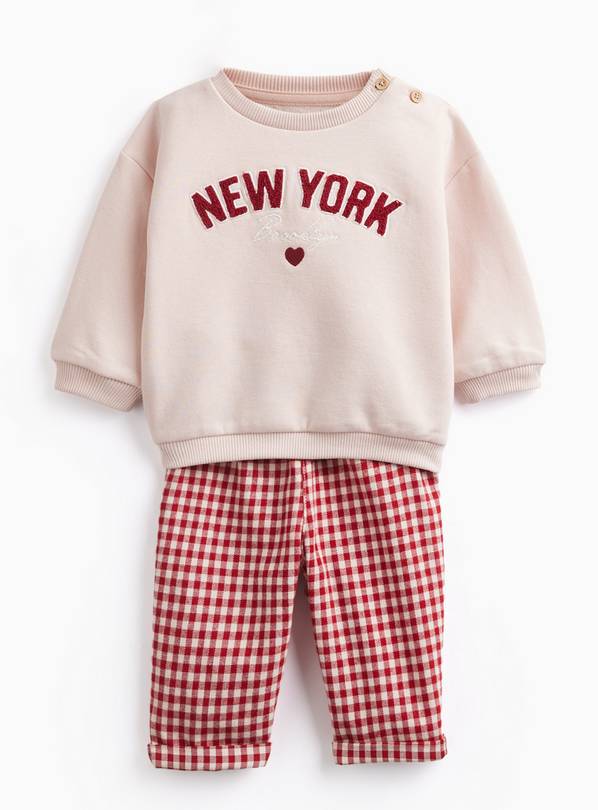 Pink New York Graphic Sweatshirt & Trousers Set 9-12 months