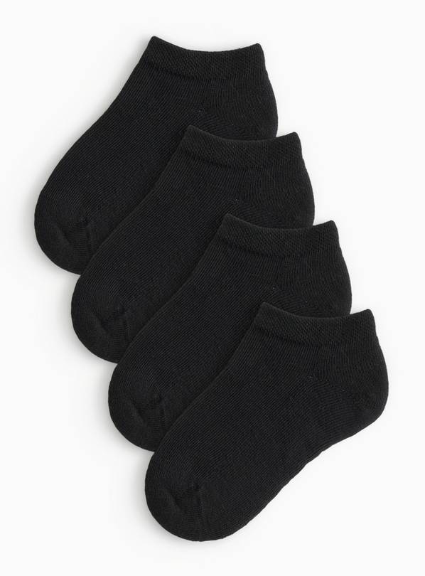 Black Cushion Sole Trainer Socks 4 Pack 4-6.5