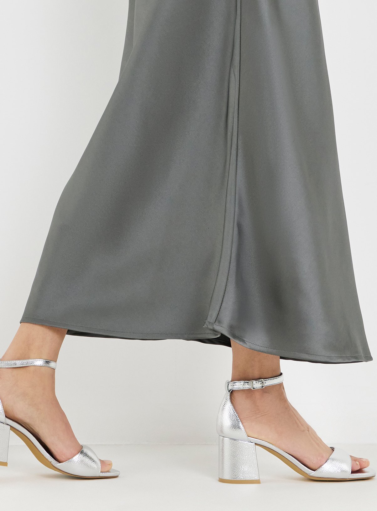 SIMPLY BE Barely There Heeled Sandal Extra Wide Silver 6 - Image 1 thumbnail