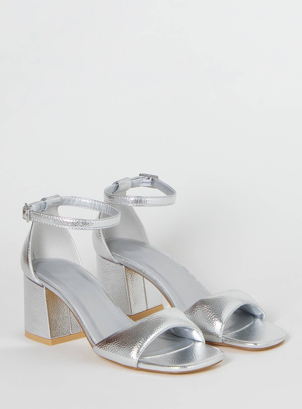 SIMPLY BE Barely There Heeled Sandal Extra Wide Silver 6 - Image 2