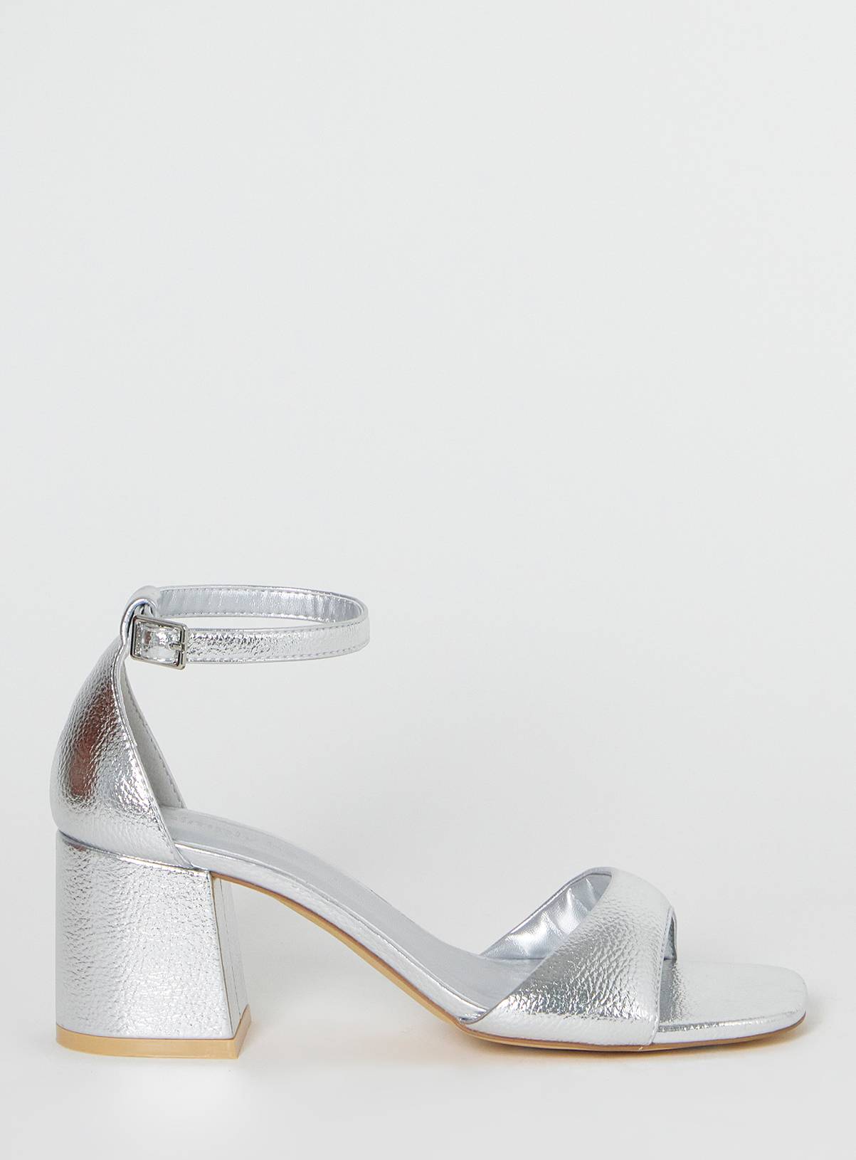 SIMPLY BE Barely There Heeled Sandal Extra Wide Silver 6 - Image 3