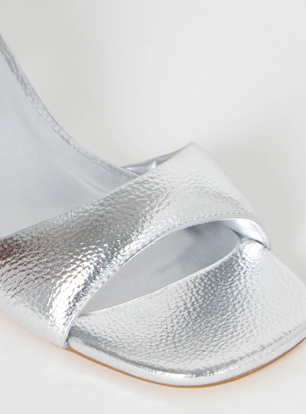 SIMPLY BE Barely There Heeled Sandal Extra Wide Silver 6 - Image 4