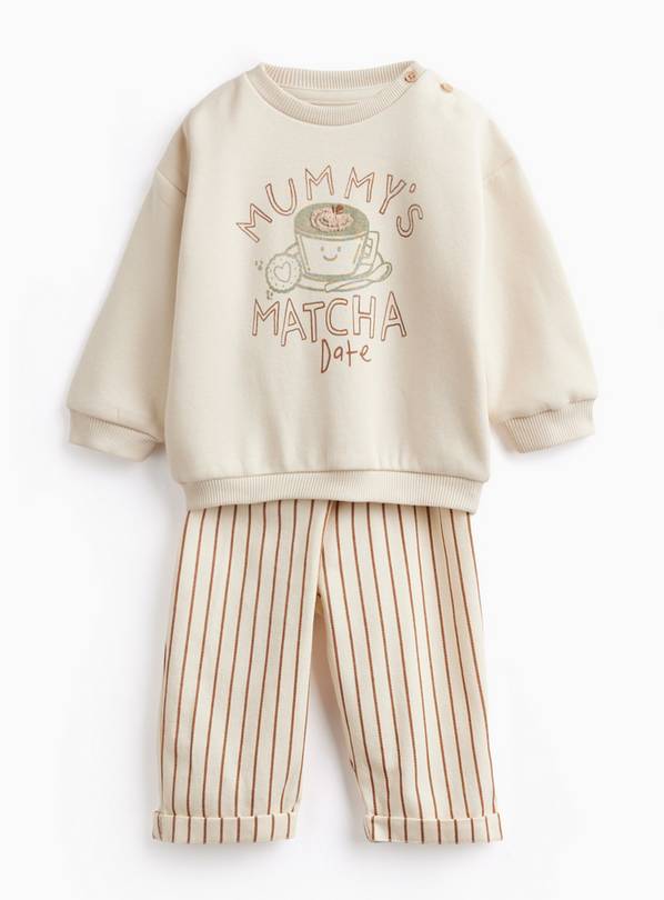 Mummy's Matcha Date Graphic Sweatshirt & Trousers Set Up to 3 mths