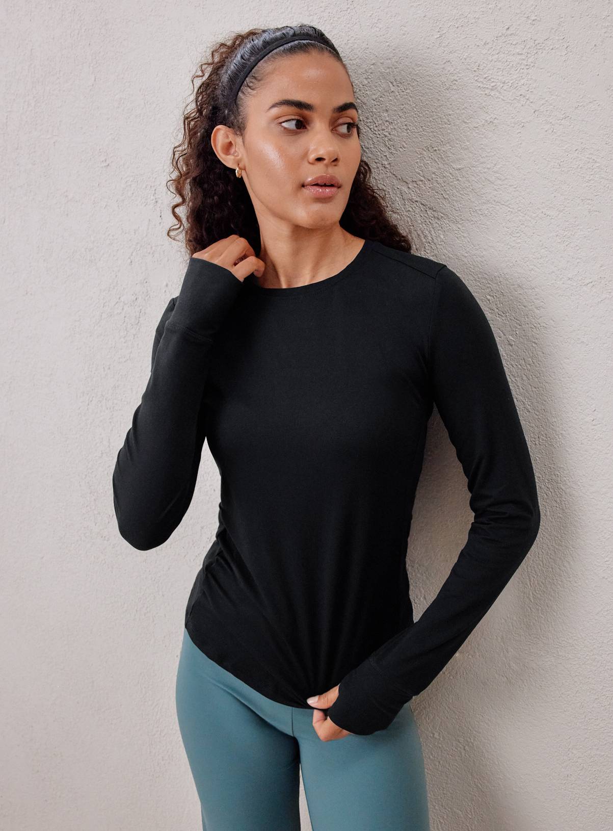 REAKTIV Black Long Sleeve Soft Touch Marl Top XS - Image 1